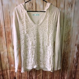 Lace front hooded top, XL